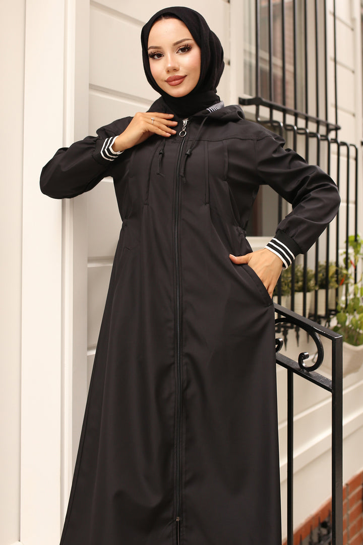 BNG Women Seasonal Hooded Trench Coat Black - Erlangen