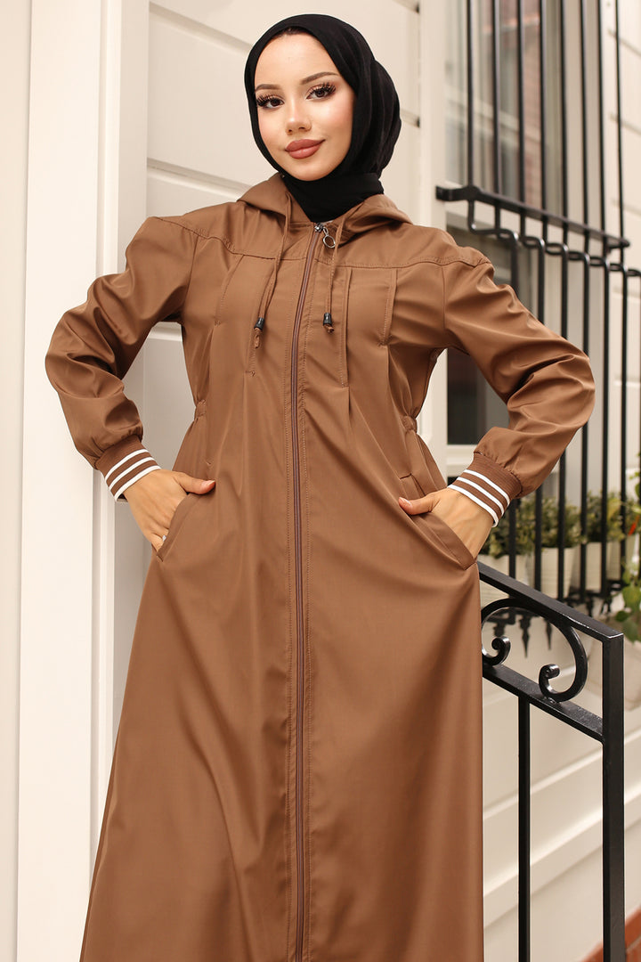 BNG Women Seasonal Hooded Trench Coat Tabacco - Plainfield