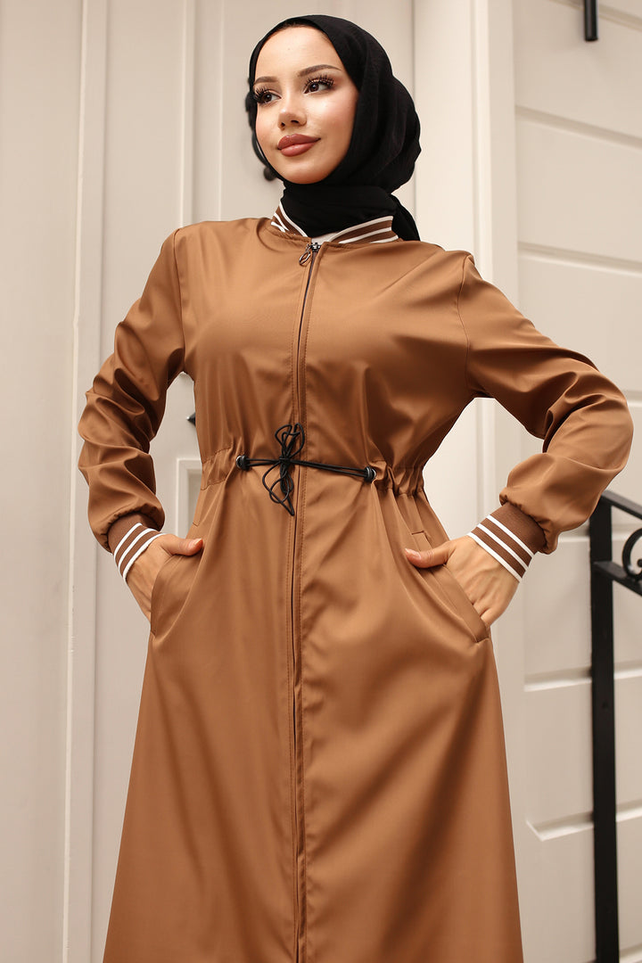 BNG Women Seasonal Elastic Waist Trench Coat Tabacco - Vannes