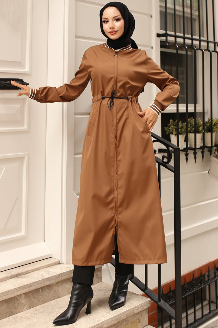 BNG Women Seasonal Elastic Waist Trench Coat Tabacco - Vannes