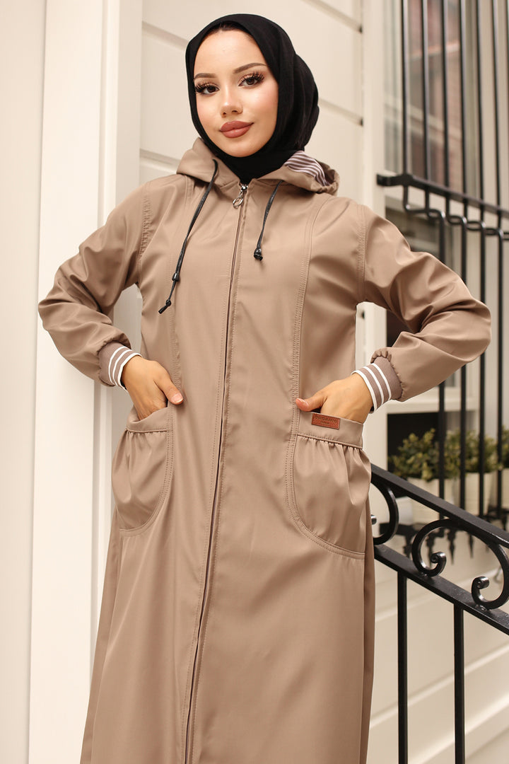 BNG Women  Mobile Detailed Seasonal Trench Coat Beige - Santa Catarina Otzolotepec