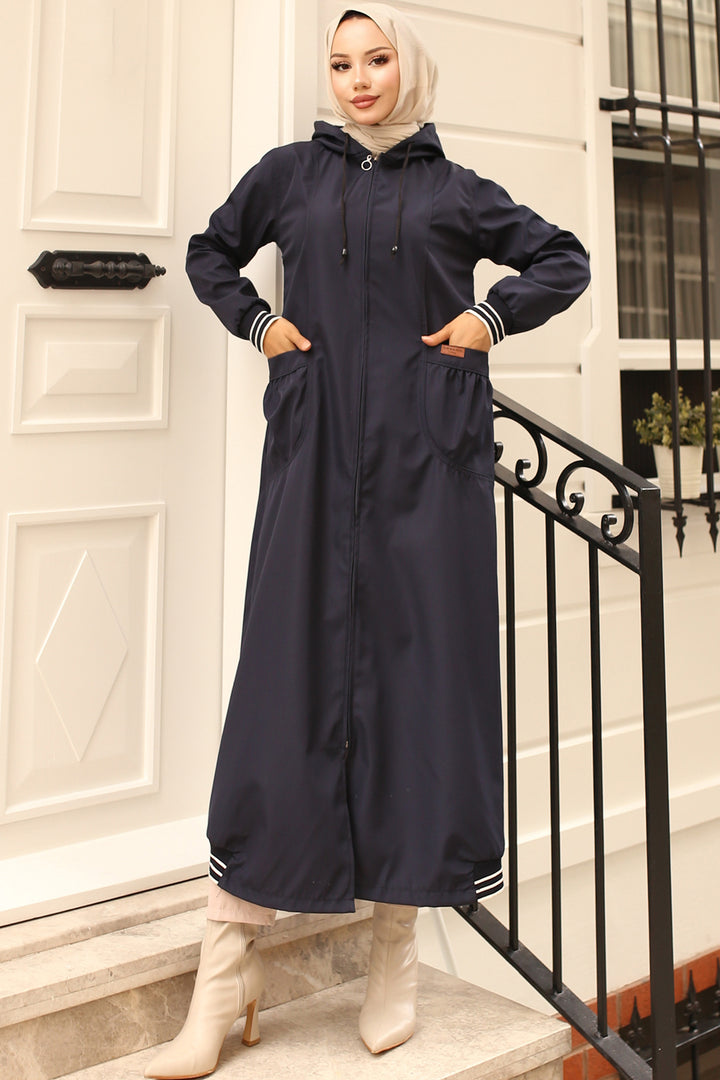 BNG Women  Mobile Detailed Seasonal Trench Coat Navy - Alcorcón