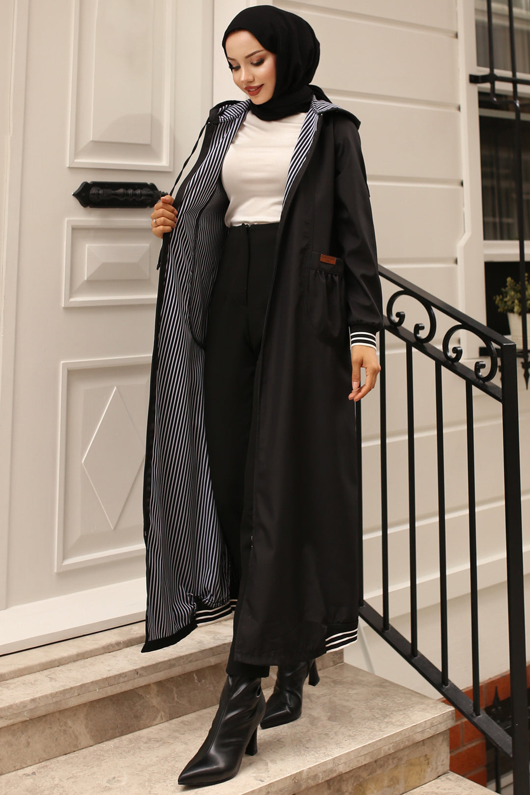 BNG Women  Mobile Detailed Seasonal Trench Coat Black - Gifhorn