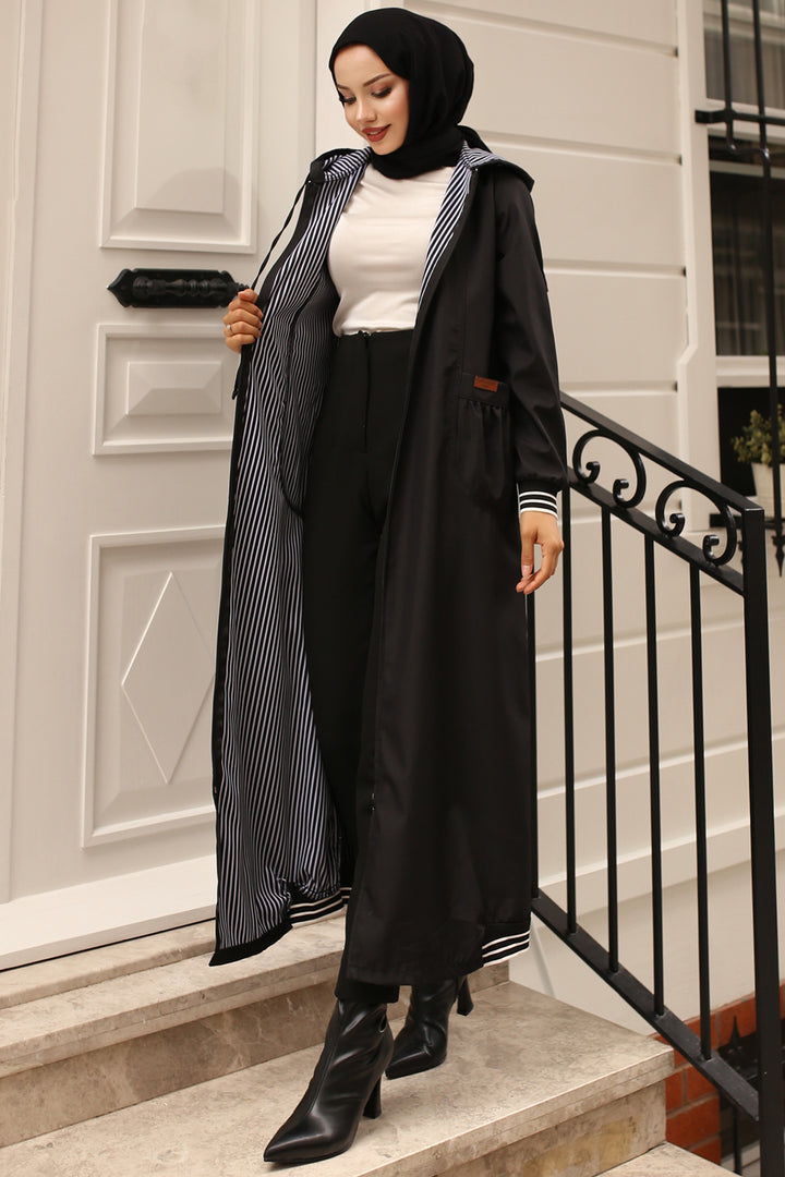 BNG Women  Mobile Detailed Seasonal Trench Coat Black - Gifhorn