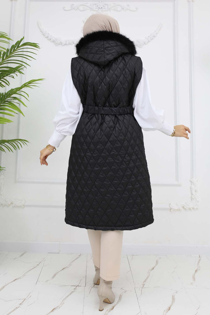 BNG Women Belted Hooded Quilted Puffer Vest Black 1903 - Salzgitter