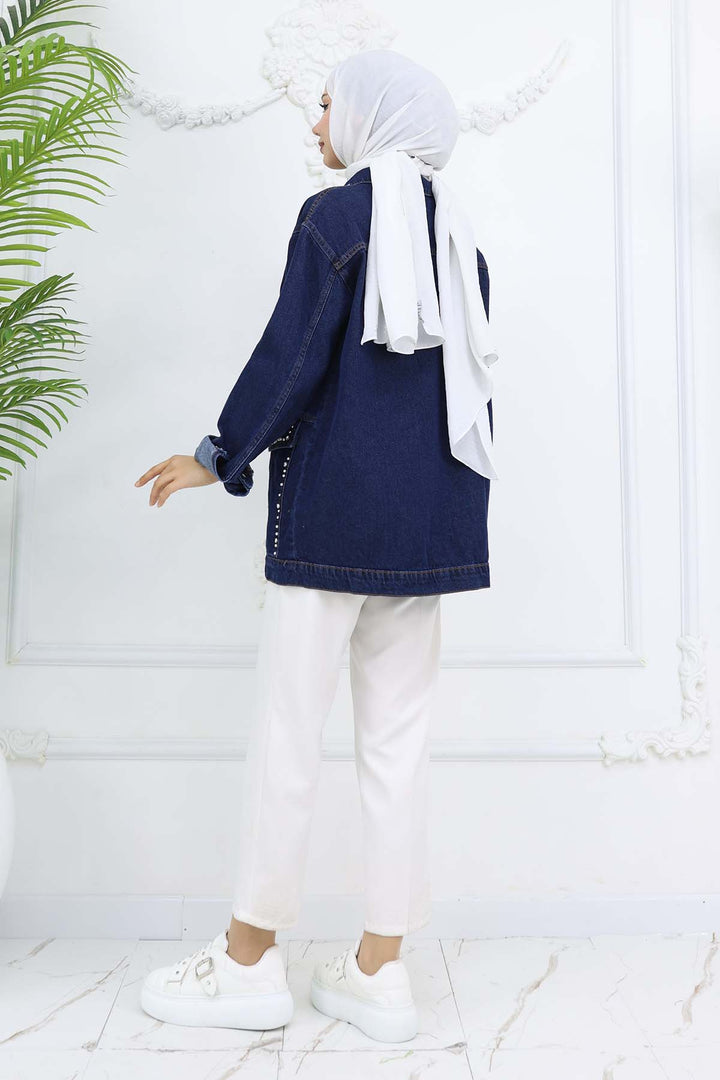 BNG Women Stone-embellished Pocket Denim Jacket Navy 7902 - Compiègne