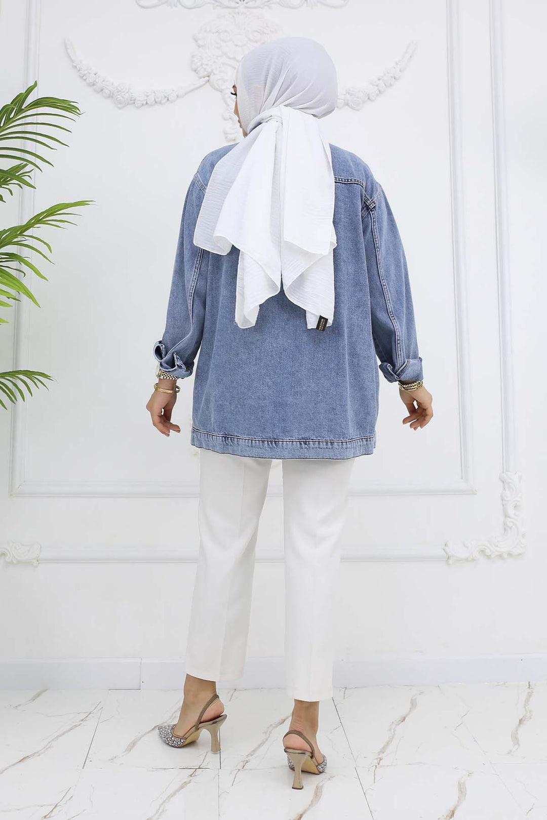 BNG Women Taş İşlemeli Cepli Kot Ceket Mavi 7902 - Prairieville