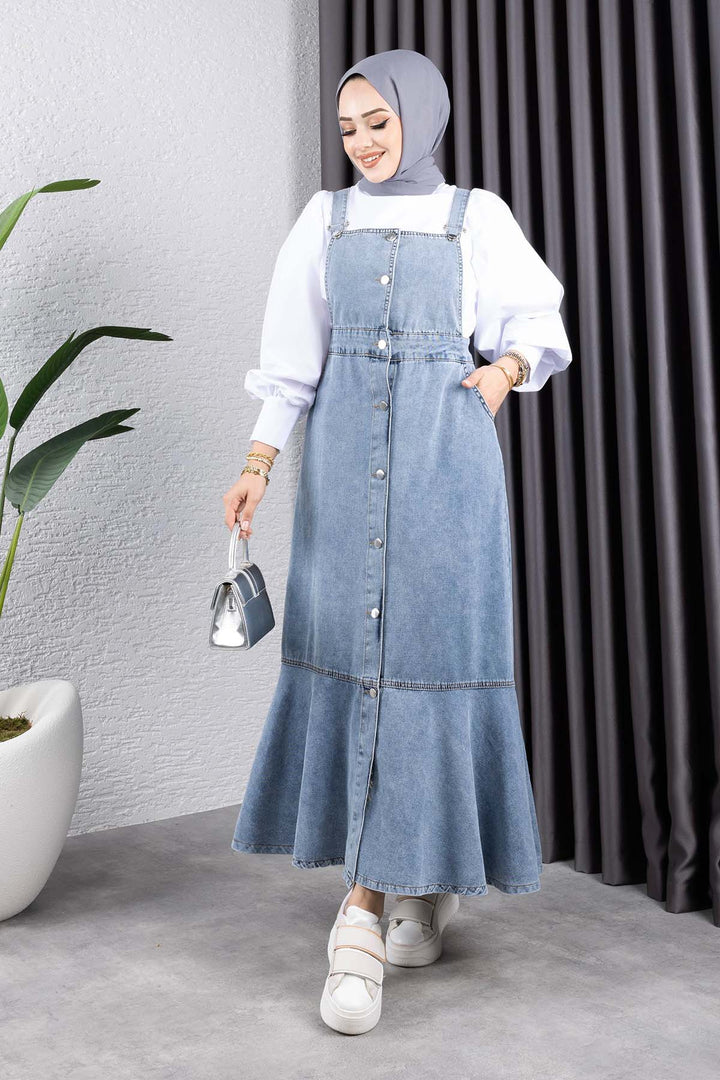 BNG Women Kot Salopet Elbise Mavi 563 - Sheboygan