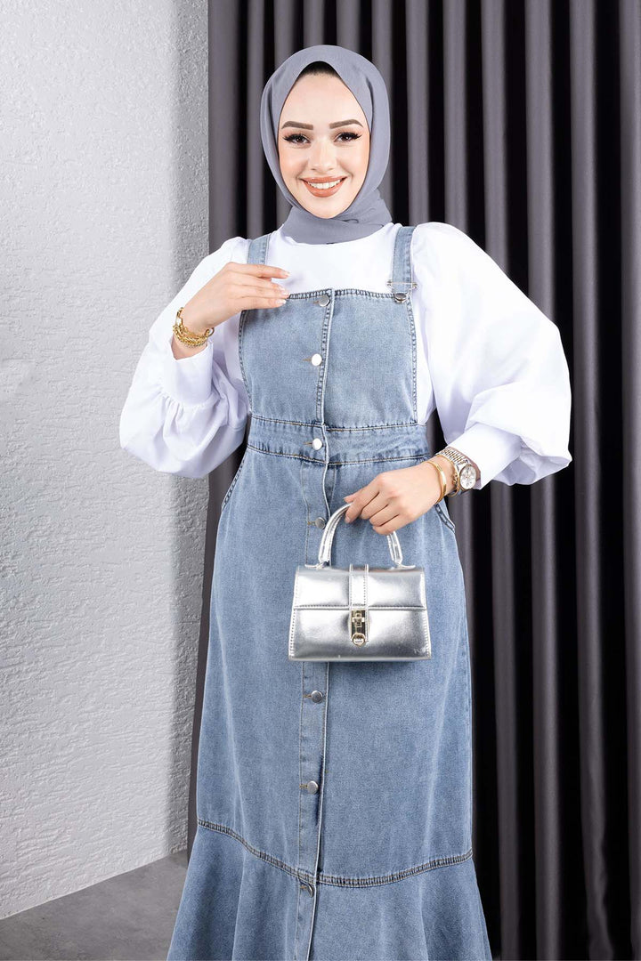 BNG Women Kot Salopet Elbise Mavi 563 - Sheboygan