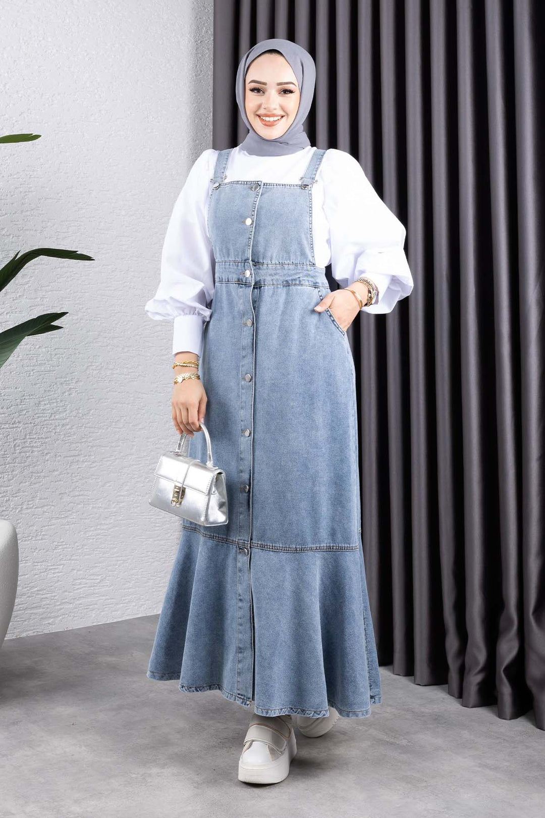 BNG Women Kot Salopet Elbise Mavi 563 - Sheboygan