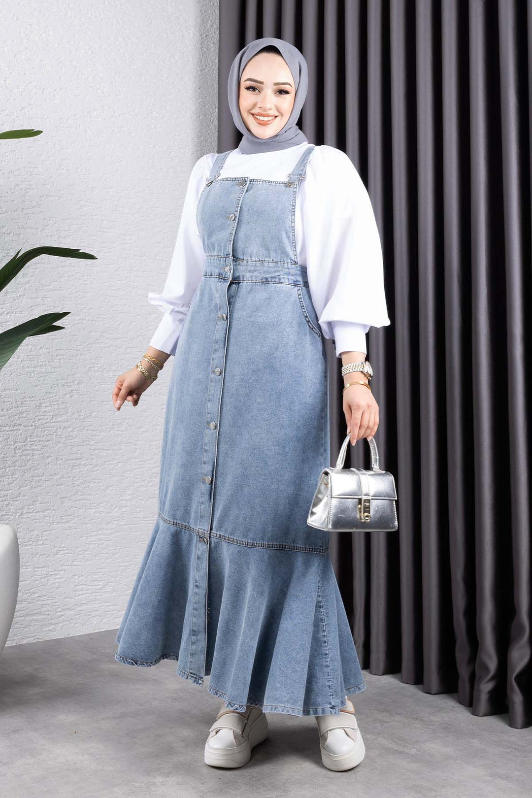 BNG Women Kot Salopet Elbise Mavi 563 - Sheboygan