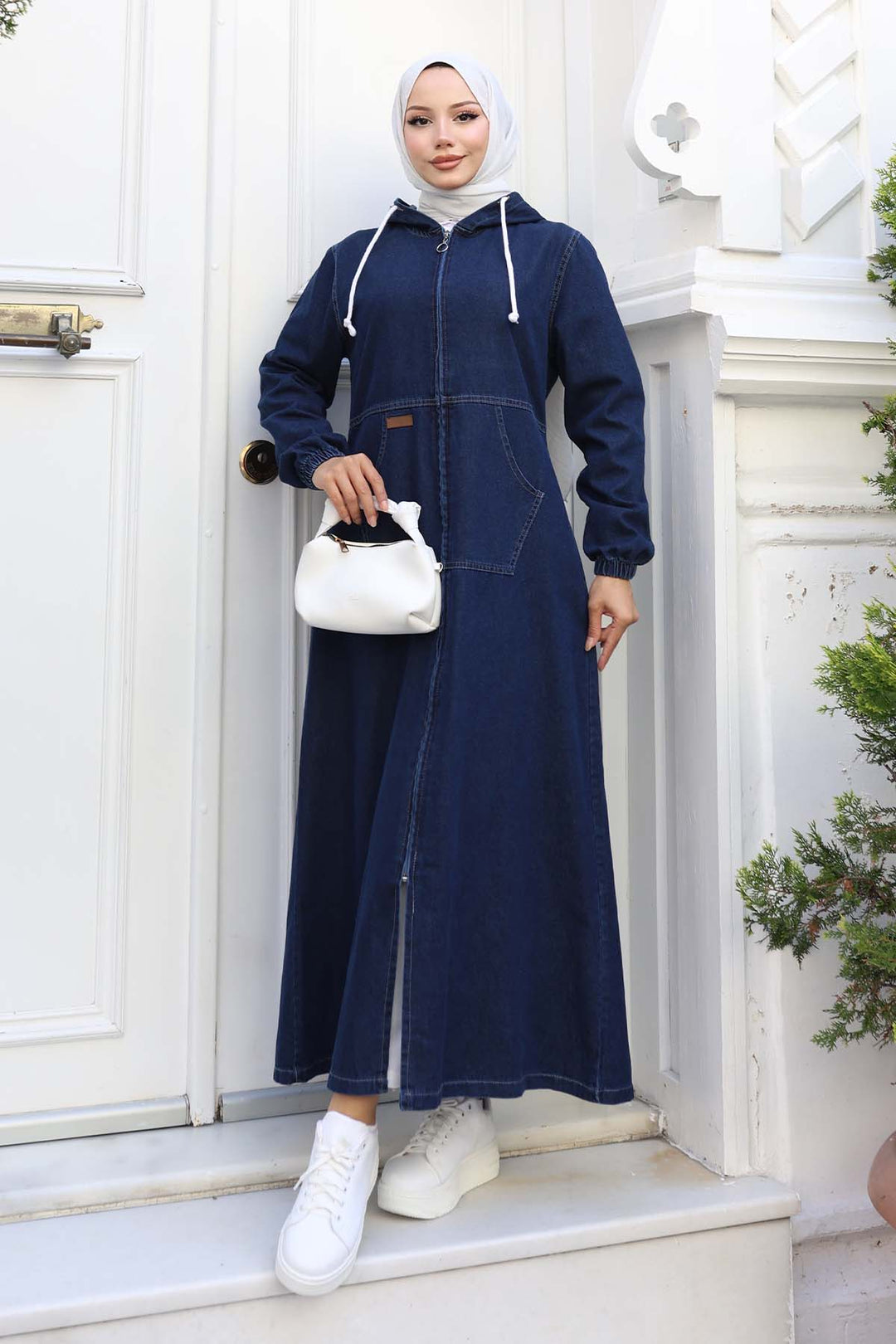 BNG Women Kapüşonlu Kot Kap Lacivert 1101 - Longueuil