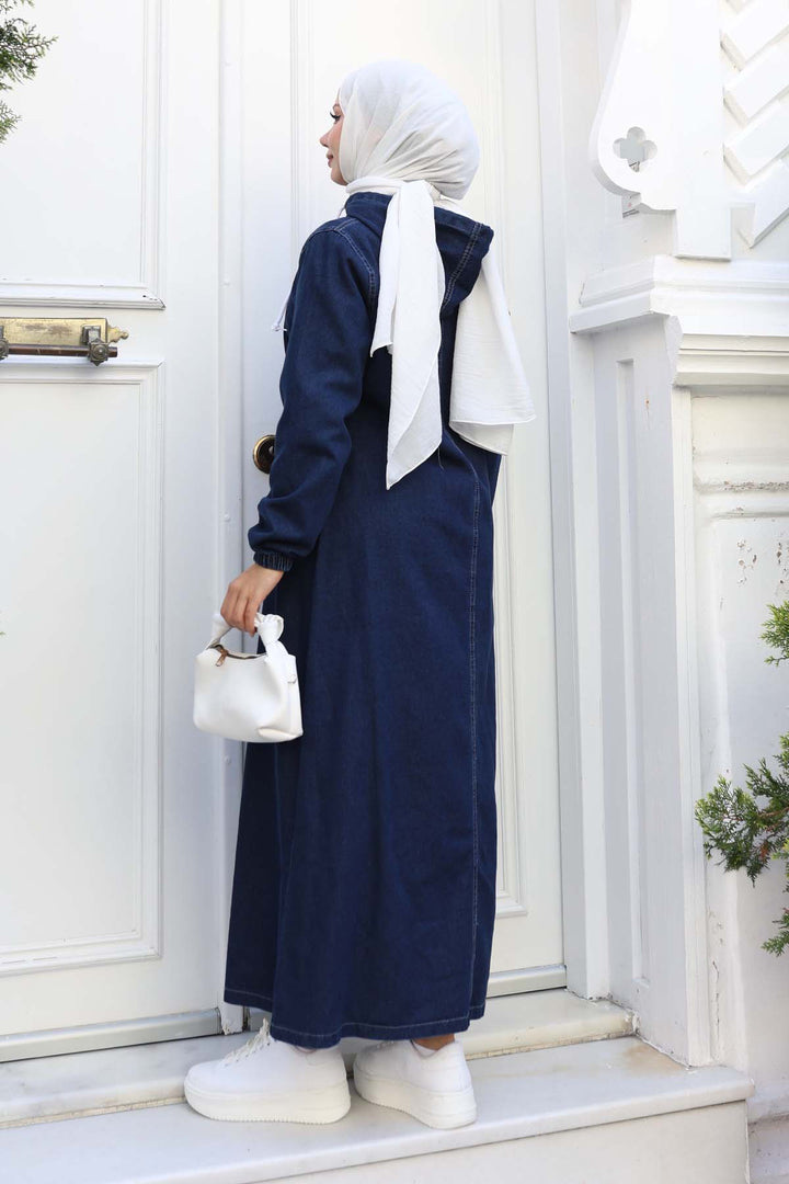 BNG Women Kapüşonlu Kot Kap Lacivert 1101 - Longueuil