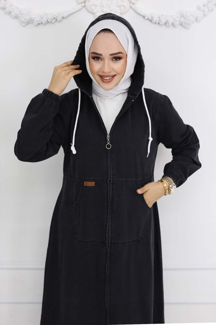 BNG Women Hooded Denim Jacket Black 1101 - Bismarck