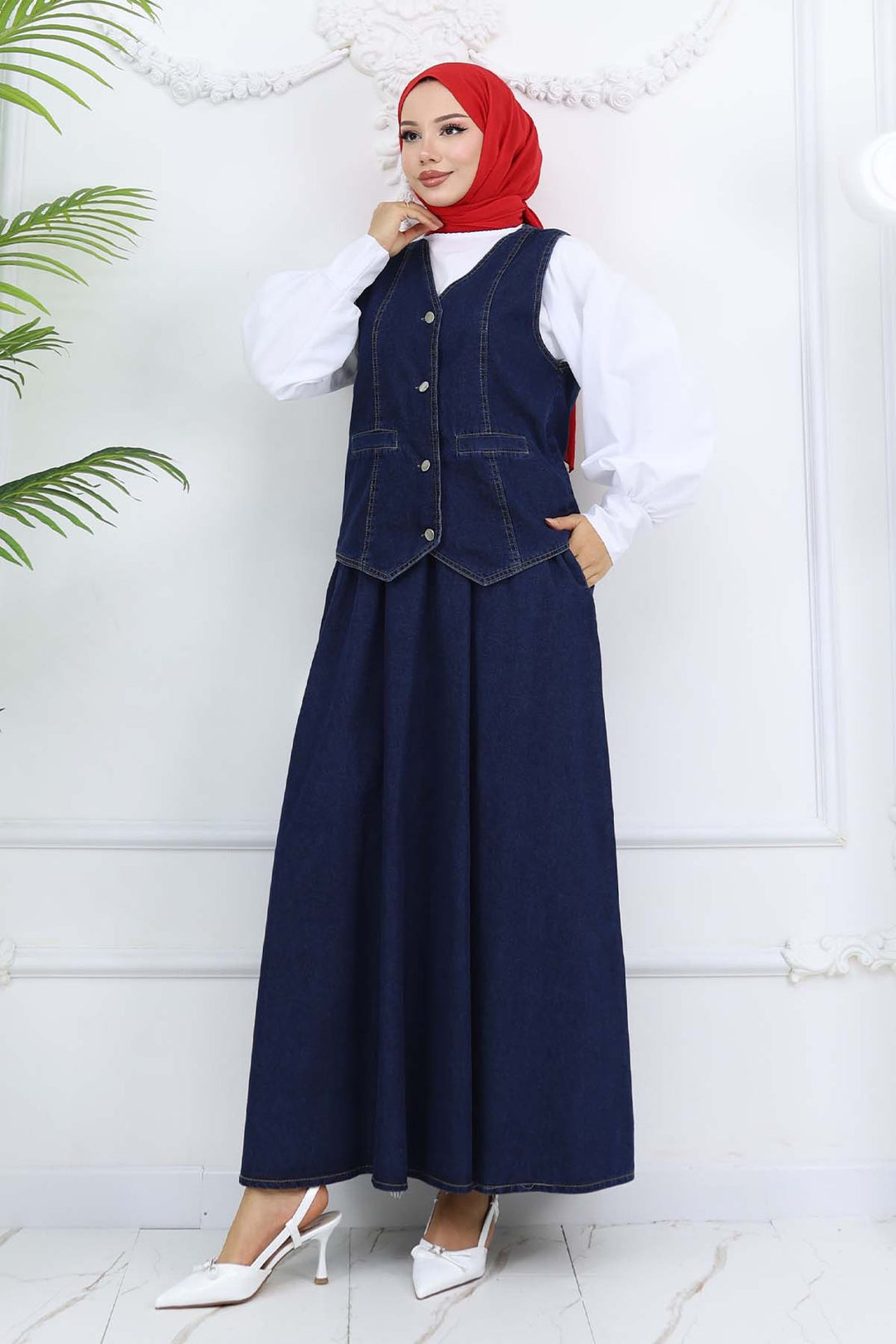 BNG Women Kot Yelekli Etekli Takım Lacivert 2186 - North Hempstead