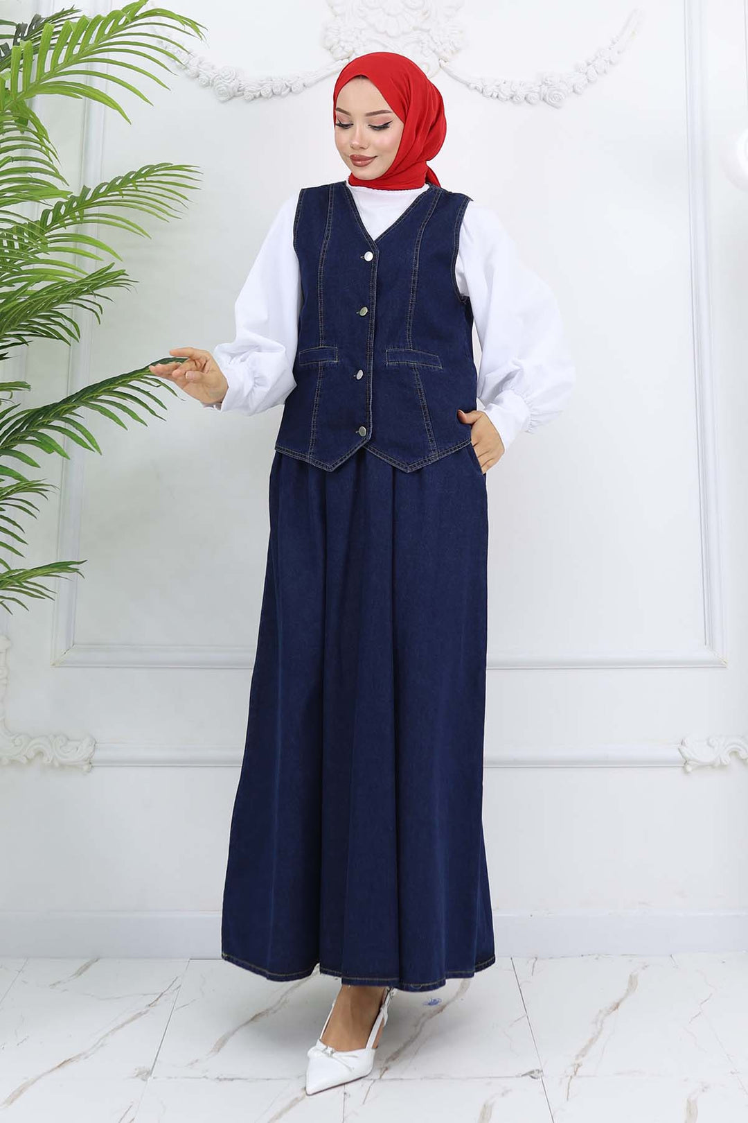 BNG Women Kot Yelekli Etekli Takım Lacivert 2186 - North Hempstead