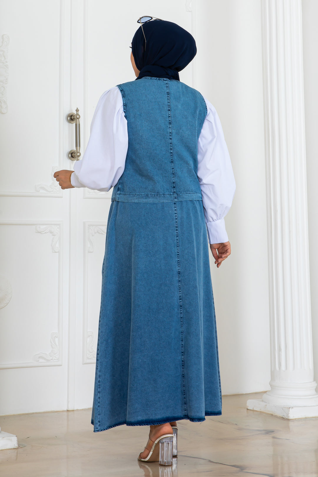 BNG Women Kot Yelekli Etekli Takım Mavi 2186 - Woking