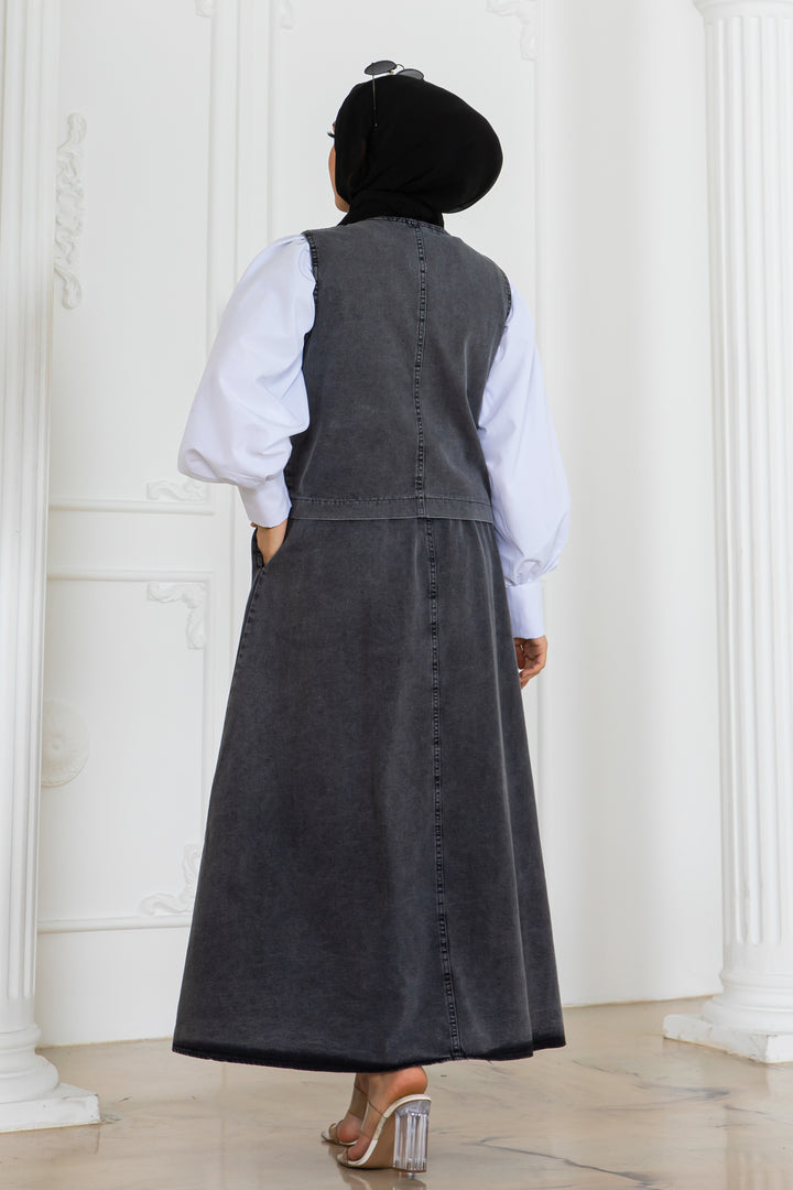 BNG Women Kot Yelekli Etekli Takım Siyah 2186 - Pesaro