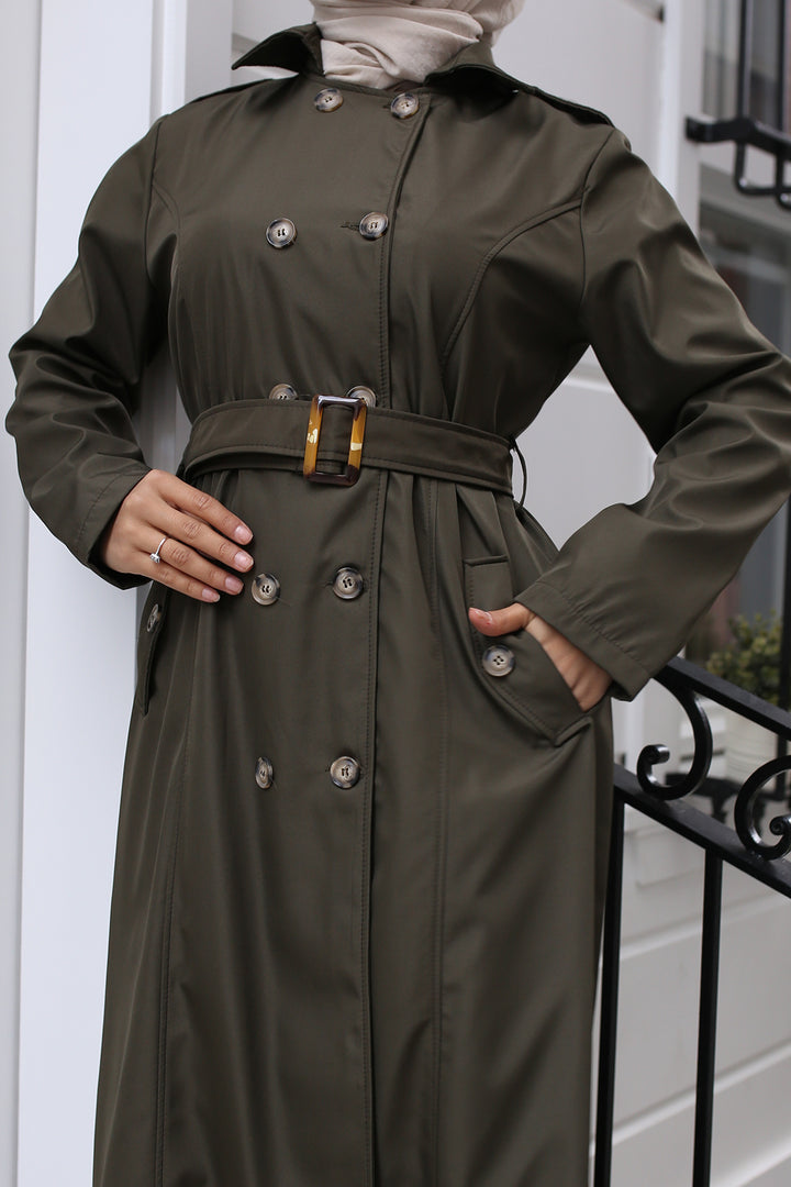 BNG Women Belted Trench Coat Khaki - La Puente