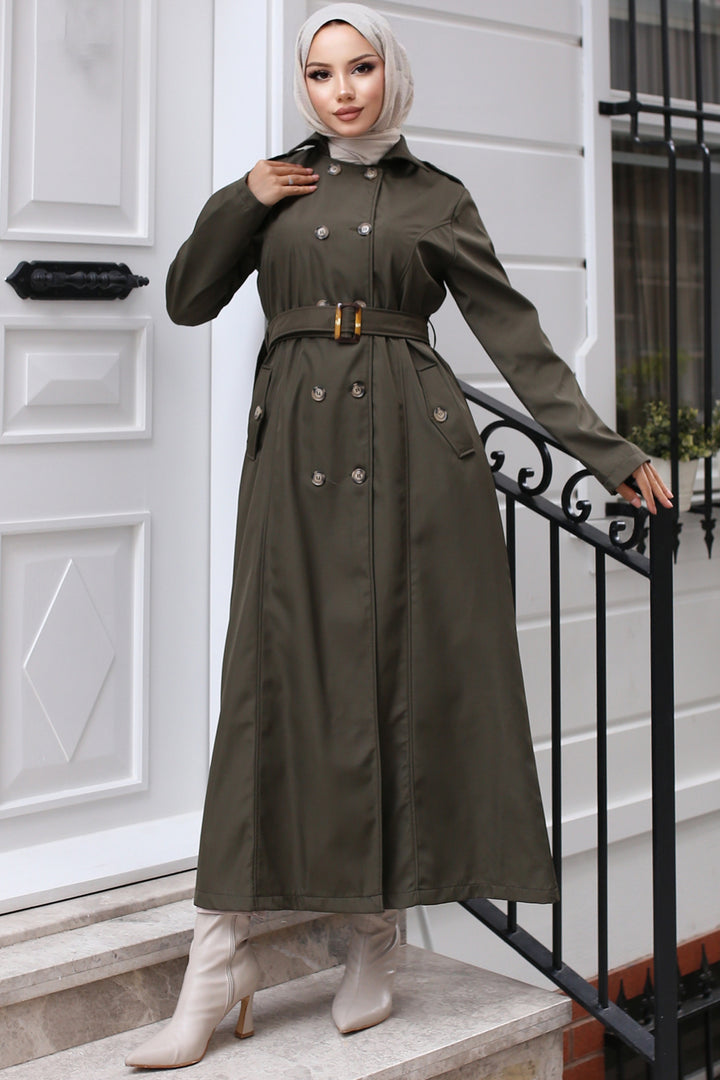 BNG Women Belted Trench Coat Khaki - La Puente