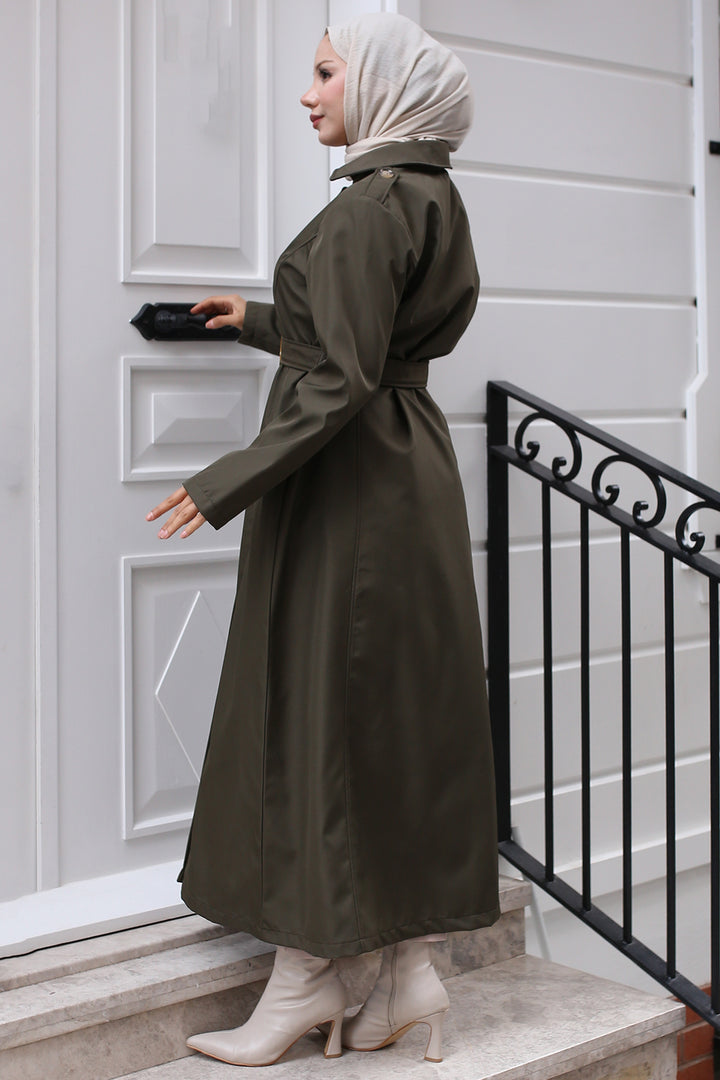BNG Women Belted Trench Coat Khaki - La Puente