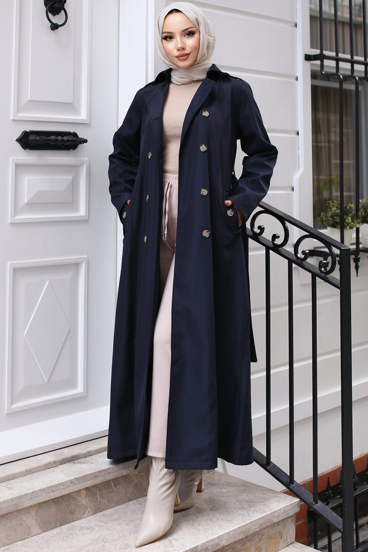 BNG Women Belted Trench Coat Navy - Nordhorn