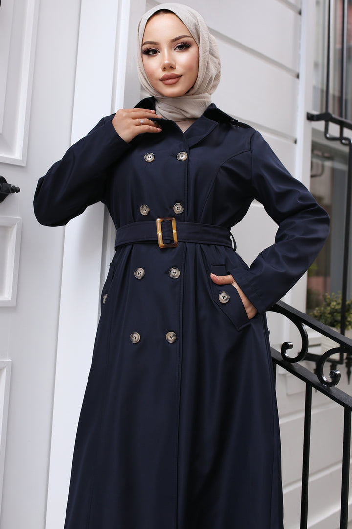 BNG Women Belted Trench Coat Navy - Nordhorn