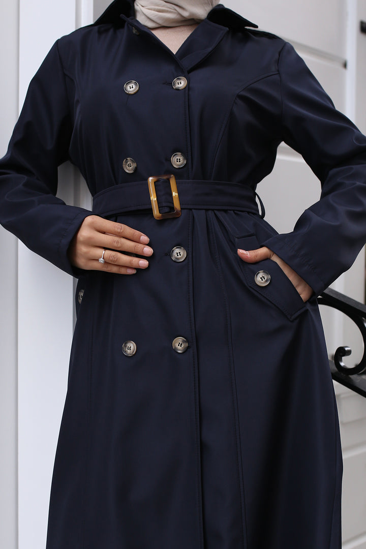 BNG Women Belted Trench Coat Navy - Nordhorn