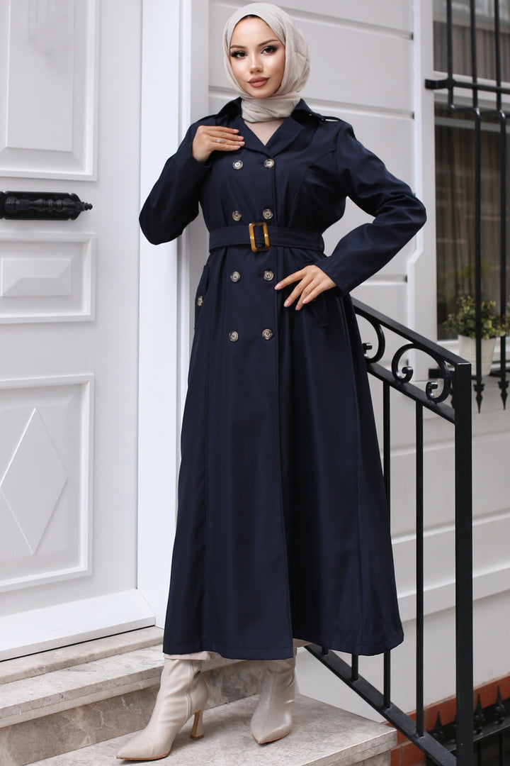 BNG Women Belted Trench Coat Navy - Nordhorn