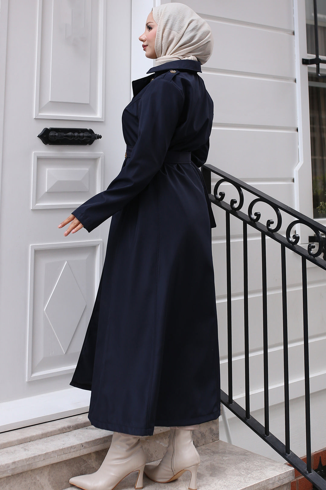 BNG Women Belted Trench Coat Navy - Nordhorn