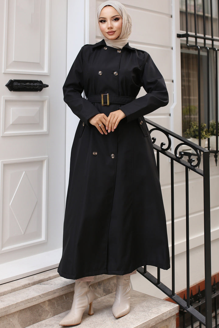 BNG Women Belted Trench Coat Black - Graz