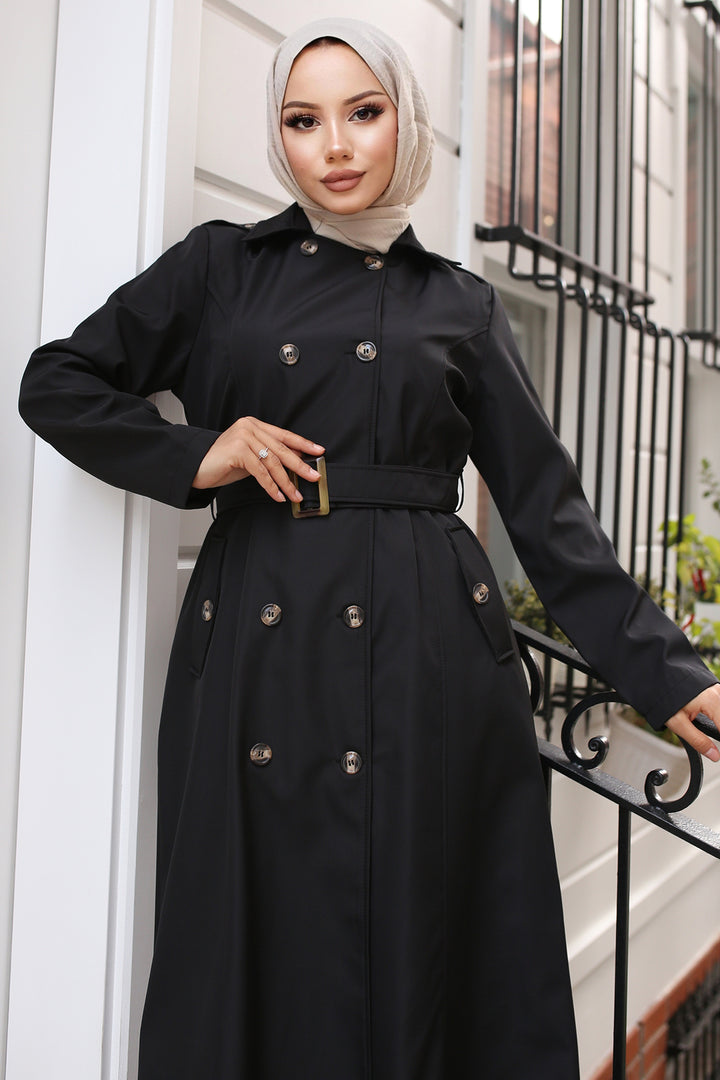 BNG Women Belted Trench Coat Black - Graz
