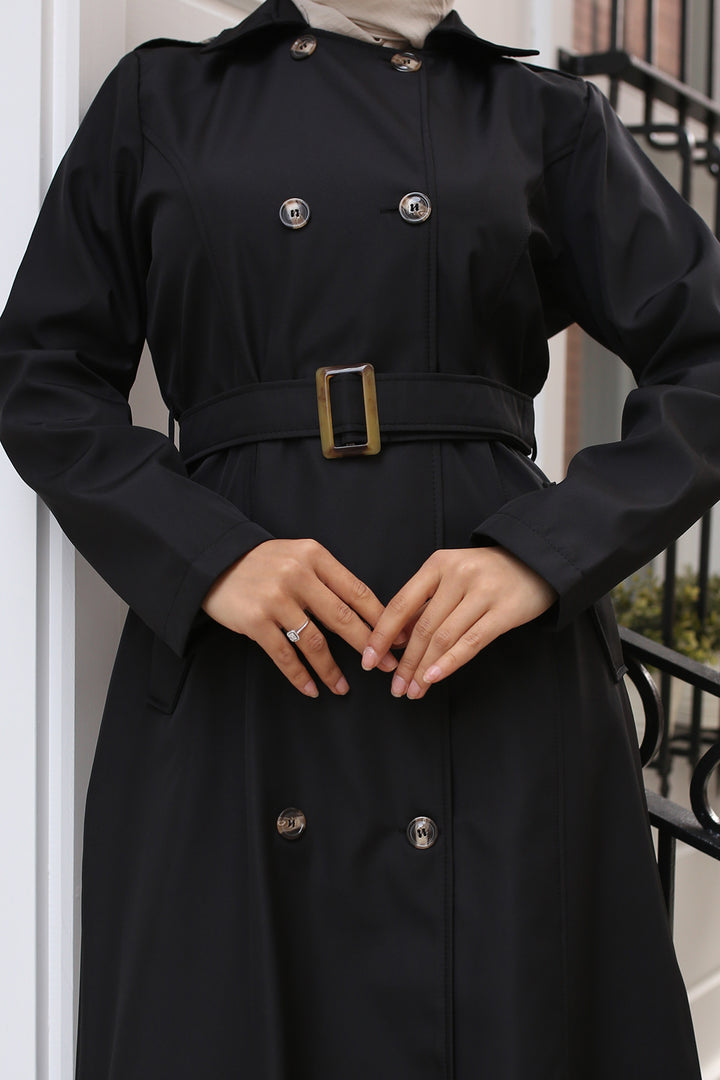 BNG Women Belted Trench Coat Black - Graz