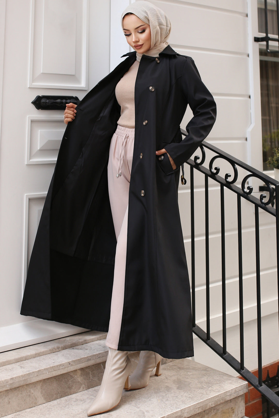 BNG Women Belted Trench Coat Black - Graz