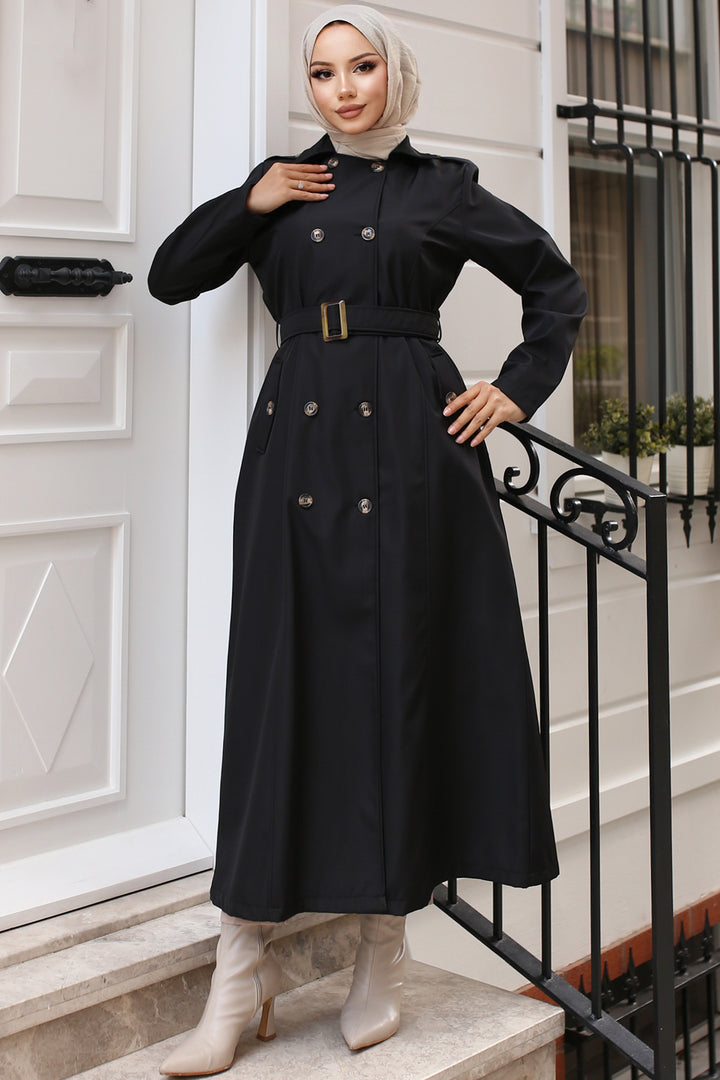 BNG Women Belted Trench Coat Black - Graz