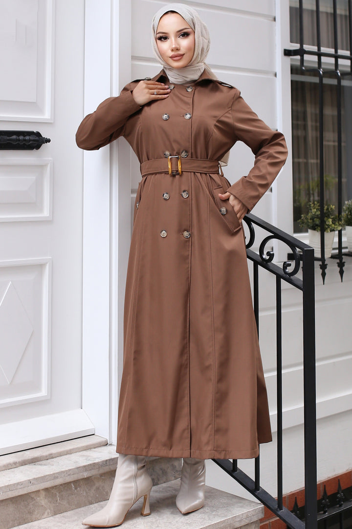 BNG Women Belted Trench Coat Tan - Erith