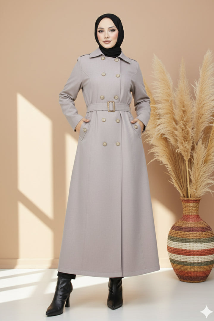 BNG Women Belted Trench Coat Stone Color - Coburg