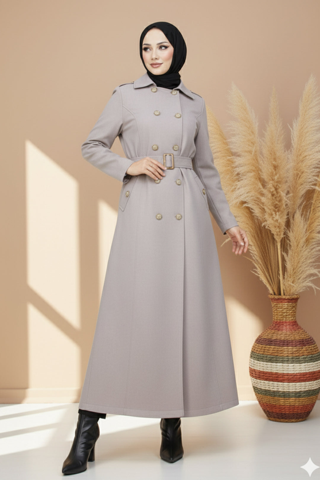 BNG Women Belted Trench Coat Stone Color - Coburg