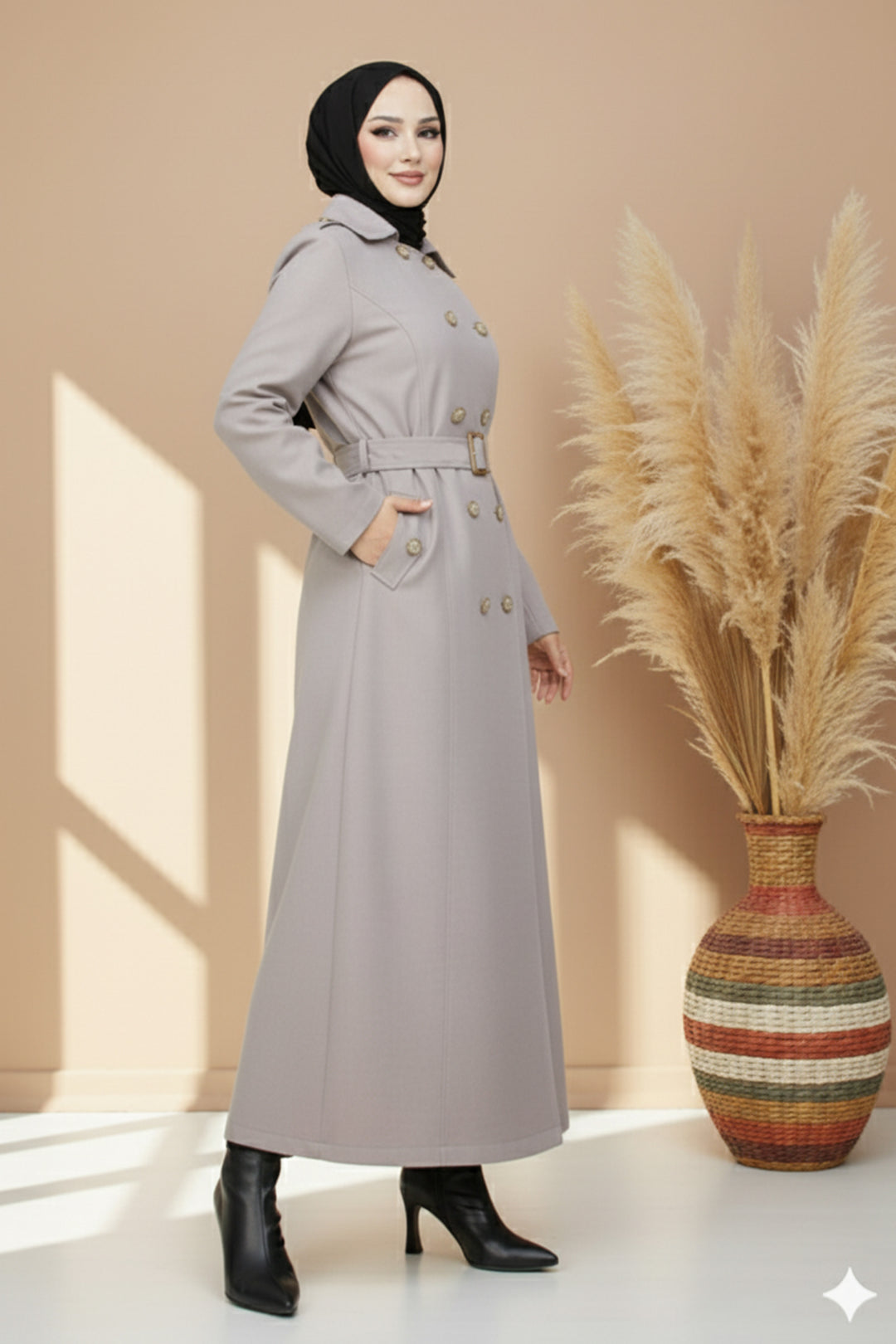 BNG Women Belted Trench Coat Stone Color - Coburg