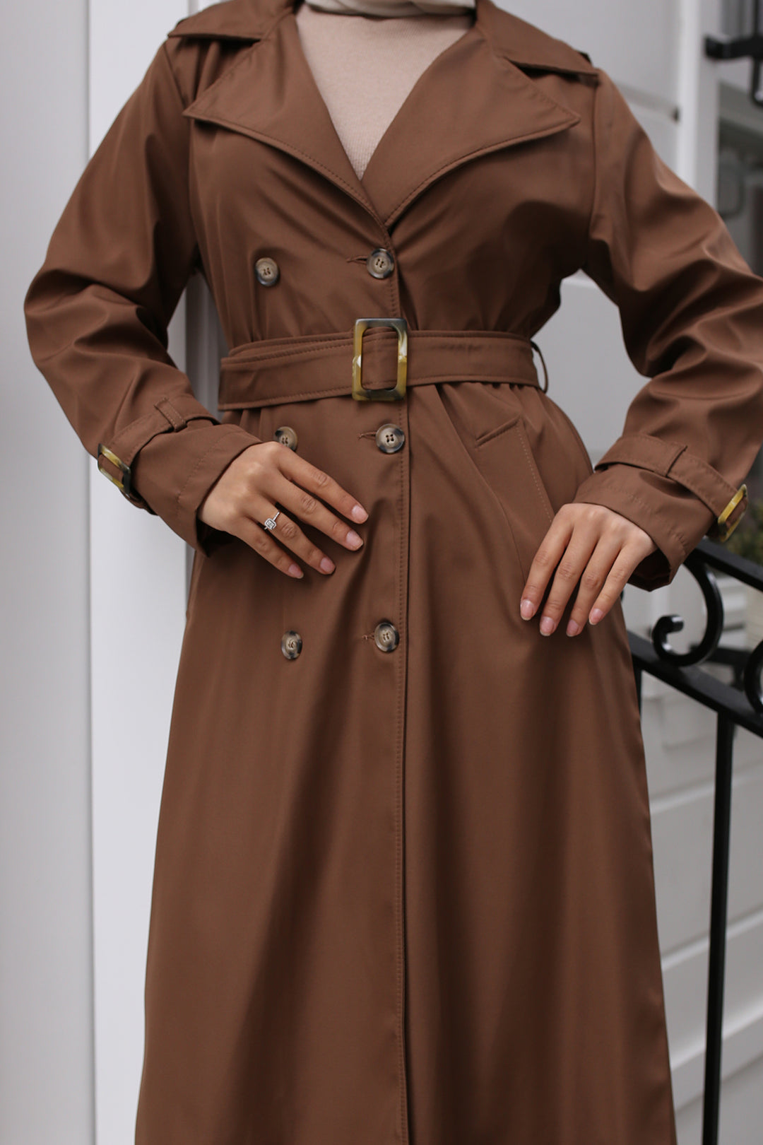 BNG Women Belted Trench Coat in Tan - St. Joseph