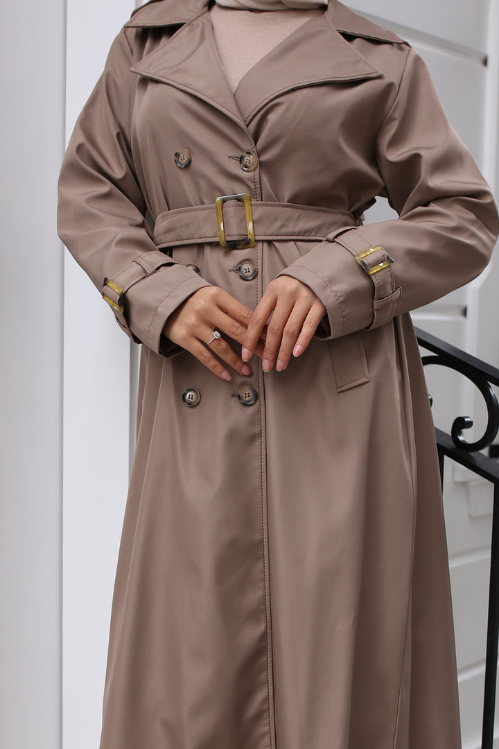 BNG Women Belted Hijab Trench Coat Mink - Sault Ste. Marie