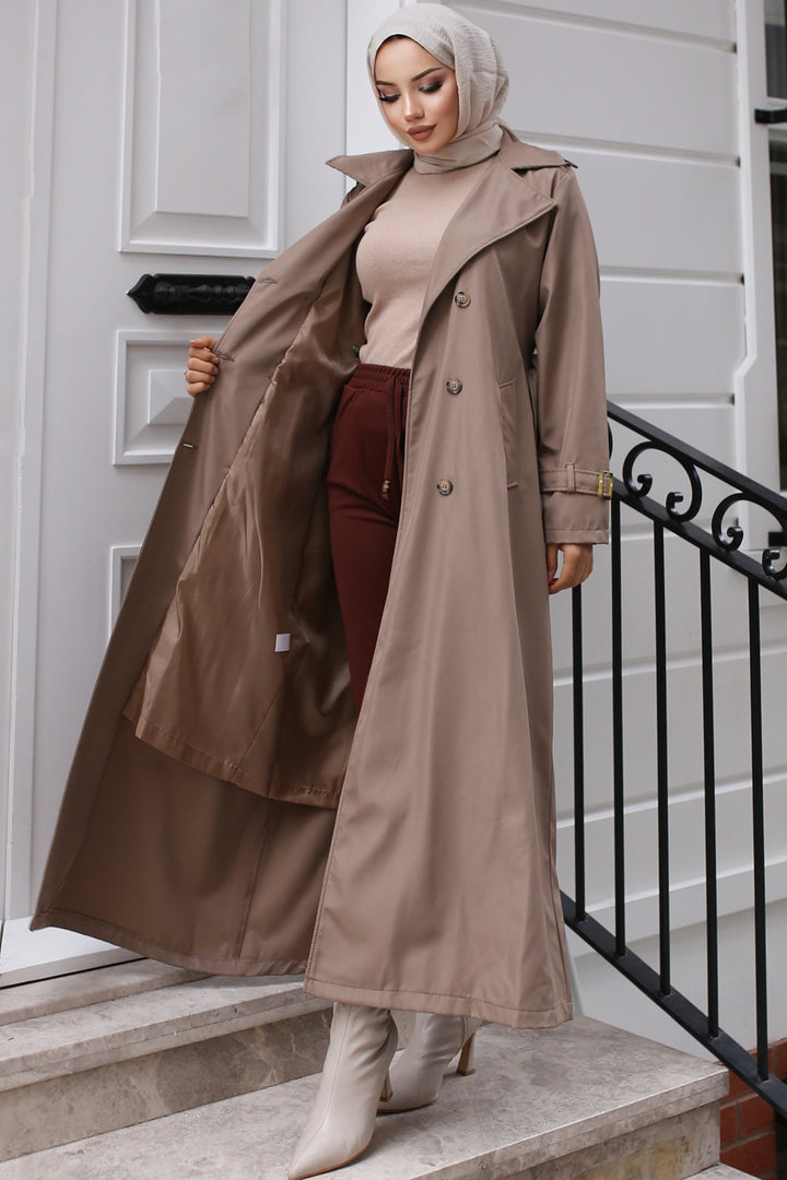 BNG Women Belted Hijab Trench Coat Mink - Sault Ste. Marie