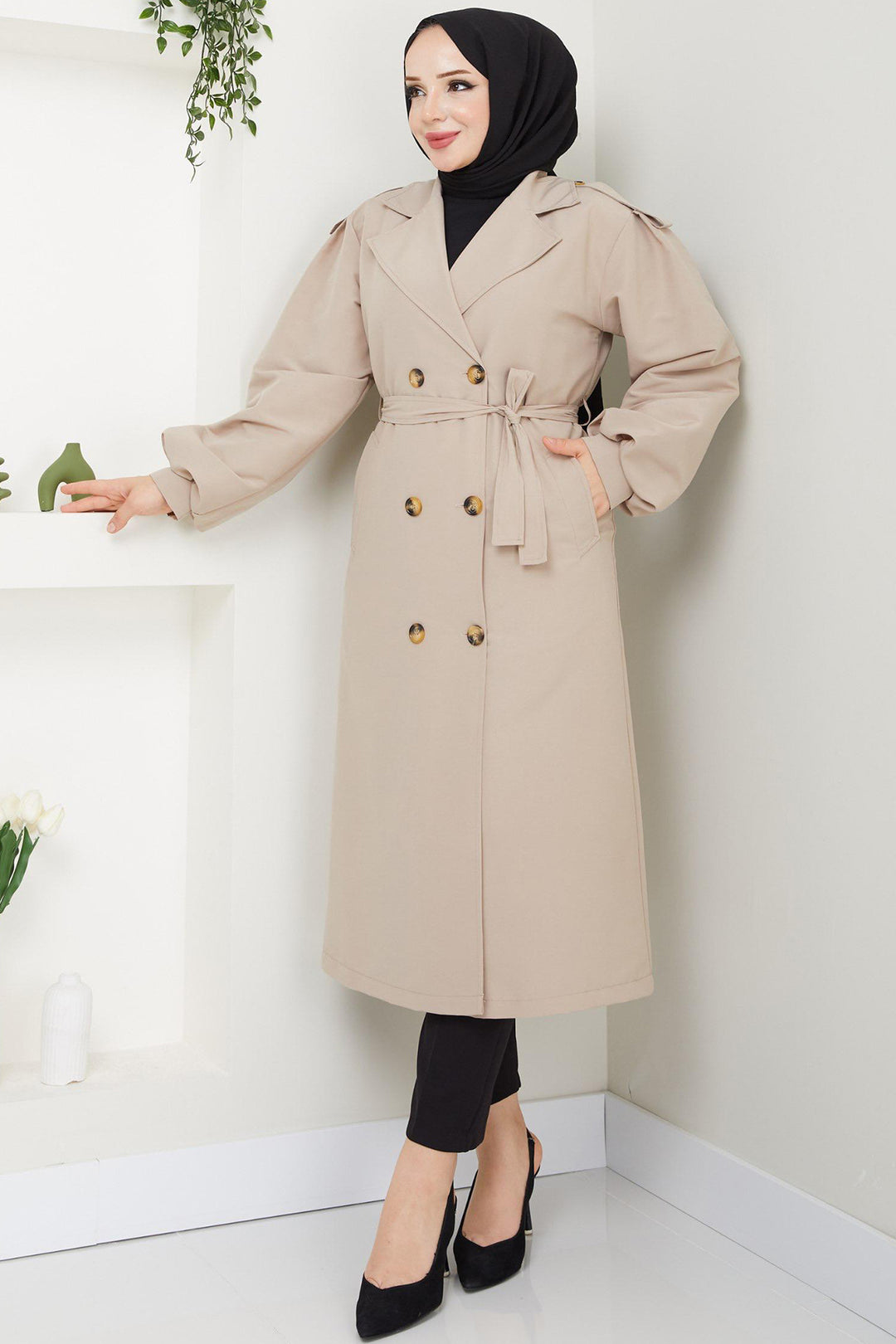 BNG Women Belted Trench Coat Beige - Ciudad General Escobedo