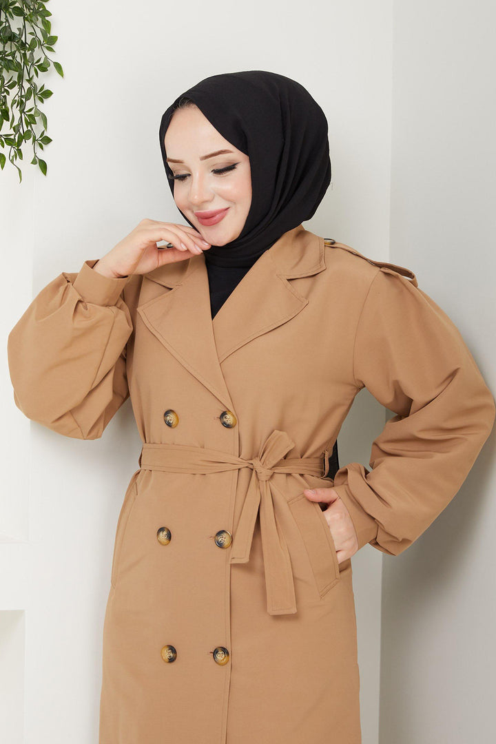 BNG Women Belted Trench Coat Camel - Greifswald