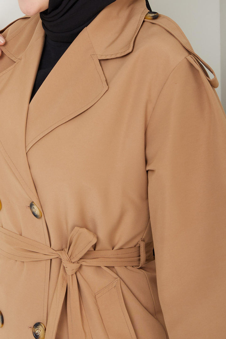 BNG Women Belted Trench Coat Camel - Greifswald