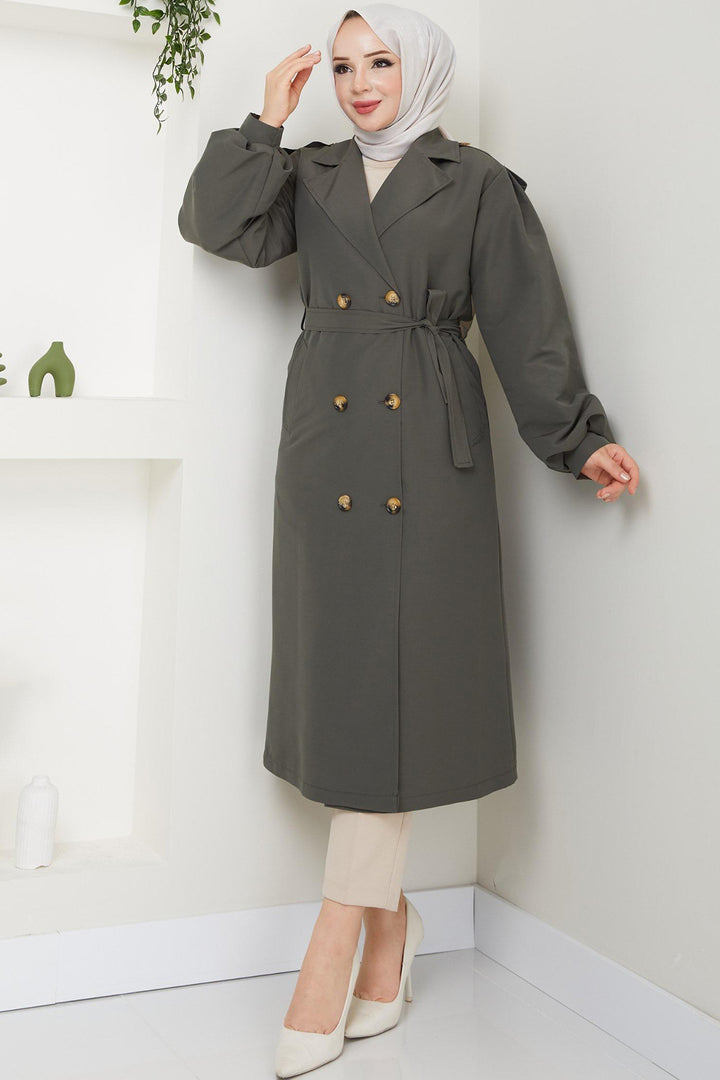 BNG Women Belted Trench Coat Khaki - Littleton