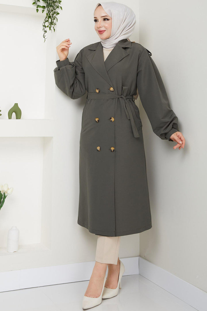 BNG Women Belted Trench Coat Khaki - Littleton
