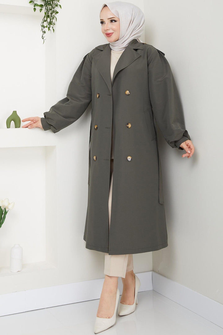 BNG Women Belted Trench Coat Khaki - Littleton