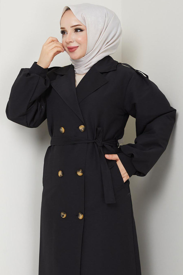 BNG Women Belted Trench Coat Black - El Ejido