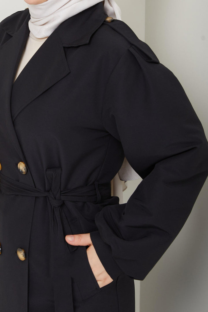 BNG Women Belted Trench Coat Black - El Ejido